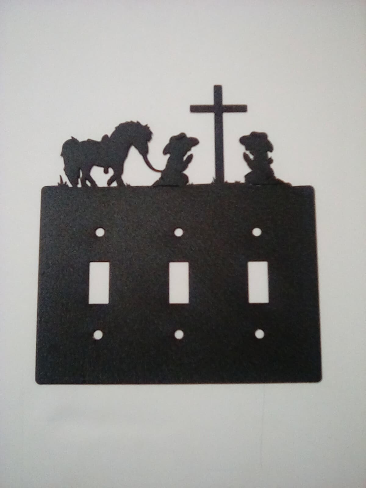 Triple Switch Plate Cover Cowboy Cowgirl Praying Cross Pony Rustic Country New - Thumbnail 6