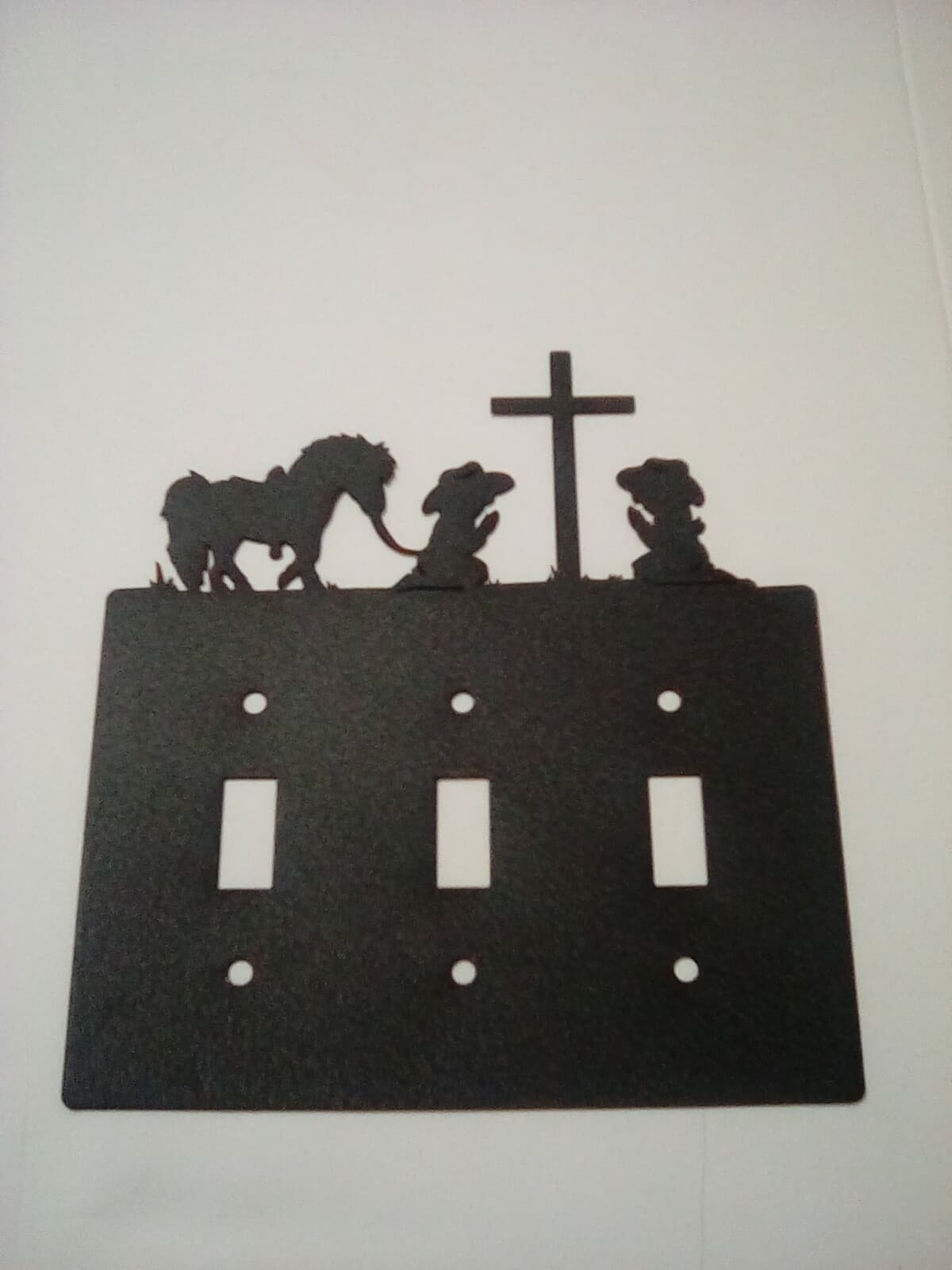 Triple Switch Plate Cover Cowboy Cowgirl Praying Cross Pony Rustic Country New - Thumbnail 7
