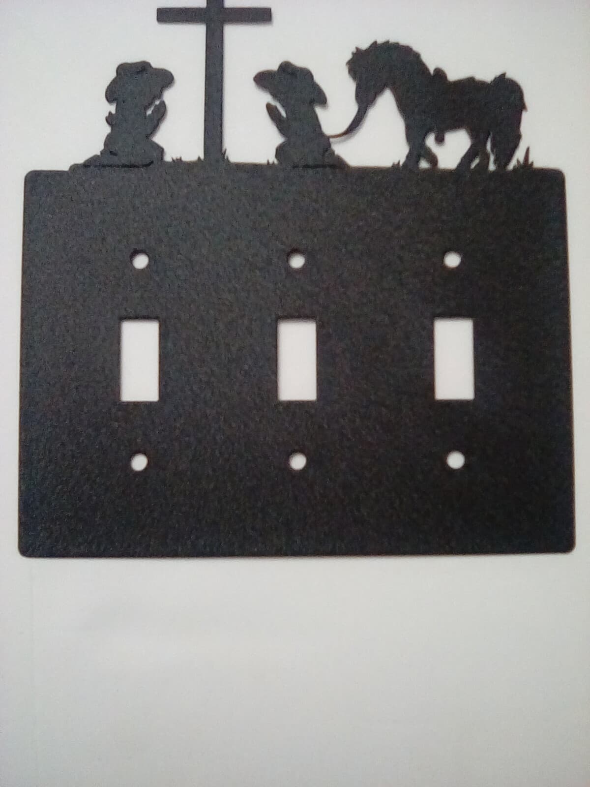 Triple Switch Plate Cover Cowboy Cowgirl Praying Cross Pony Rustic Country New - Thumbnail 5