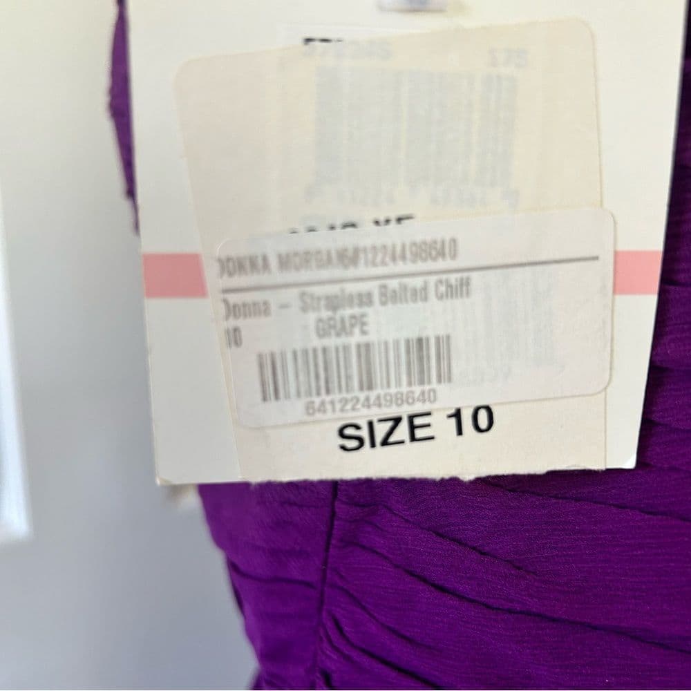 NWT Donna Morgan size 10 purple strapless belted silk dress - Thumbnail 5