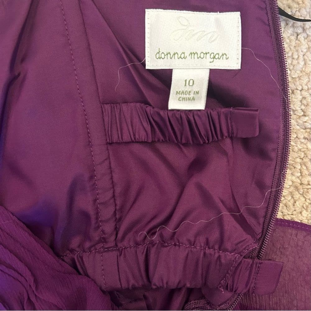 NWT Donna Morgan size 10 purple strapless belted silk dress - Thumbnail 3