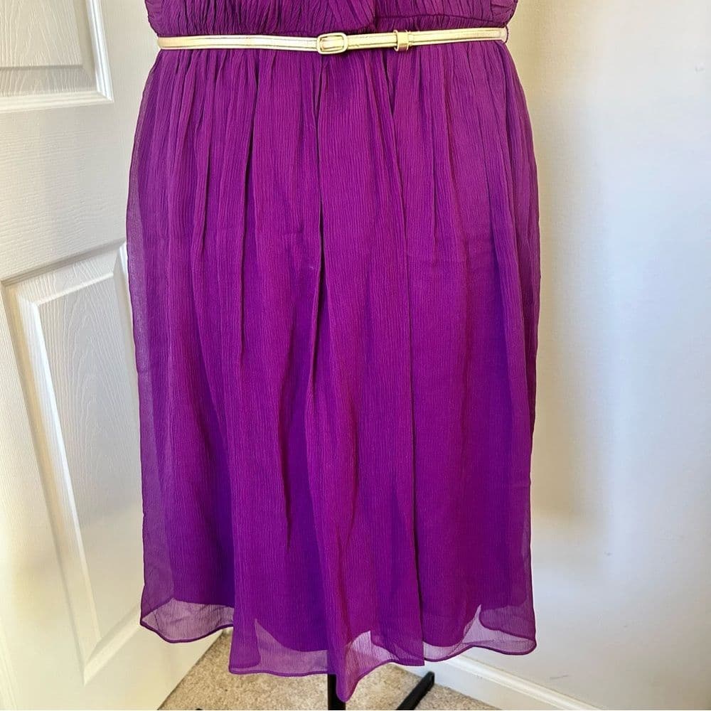 NWT Donna Morgan size 10 purple strapless belted silk dress - Thumbnail 2
