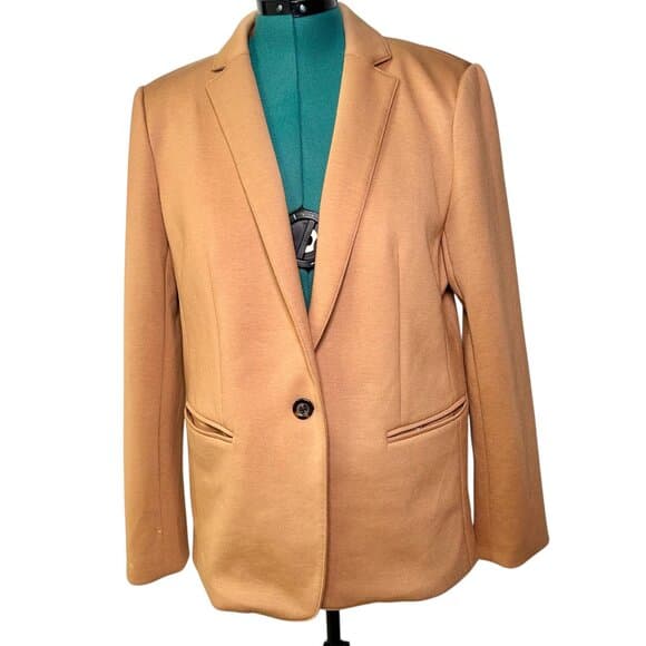 Ann Taylor Notched Camel-Color One Button Blazer Size 14 - Thumbnail 11