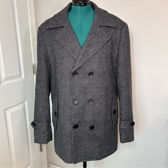 Alliance Fashion Men’s Gray Double Breasted Fleece-Lined Peacoat Size L - Thumbnail 7