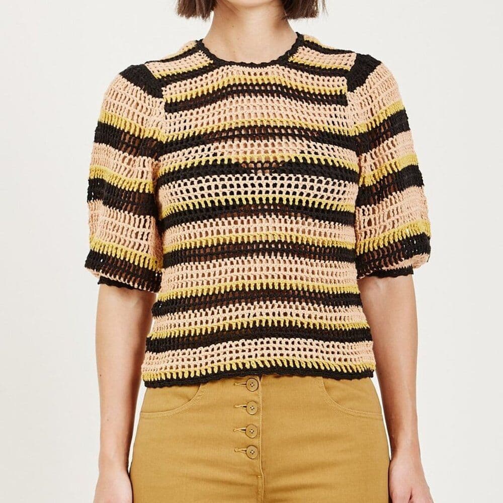 NWT Ulla Johnson Amata Crochet Open Knit Top in Sunflower Cottagecore Bohemian M - Thumbnail 11