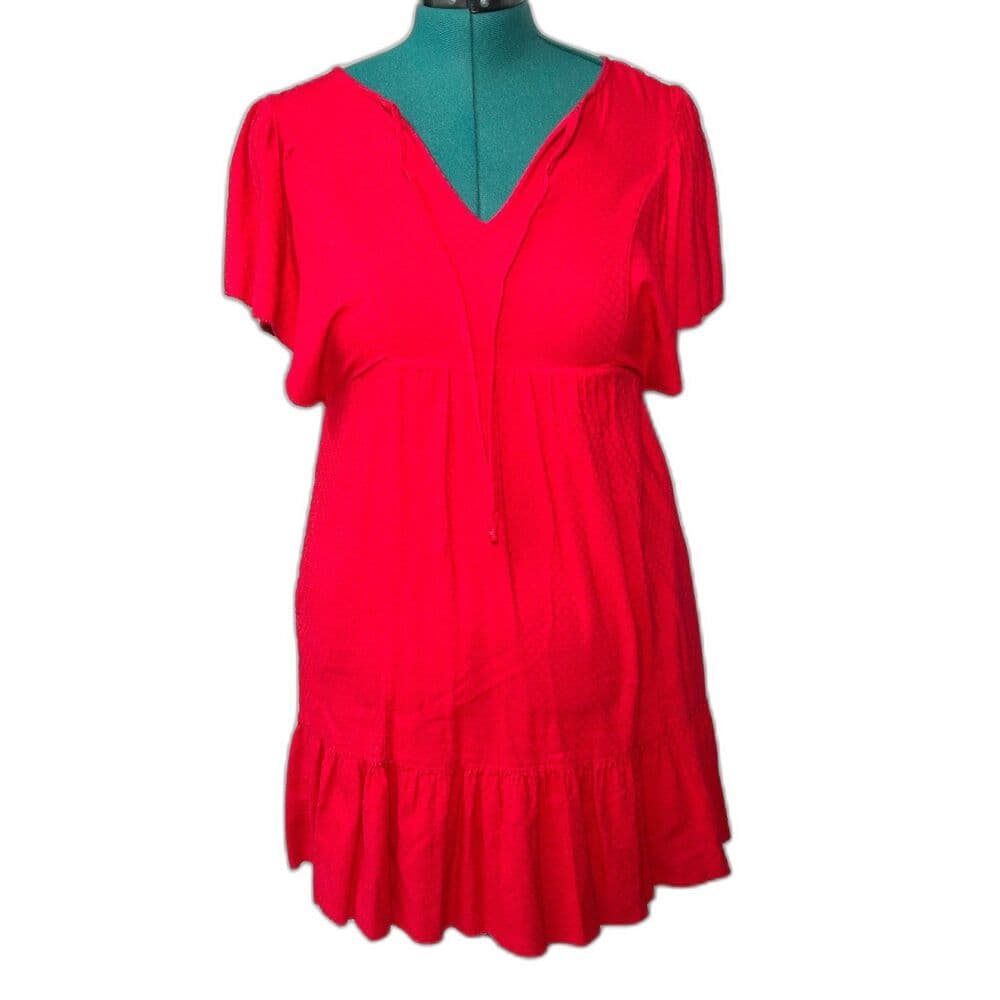 Knox Rose red flutter-sleeve V-neck Y2K Babydoll Strawberry dress XS