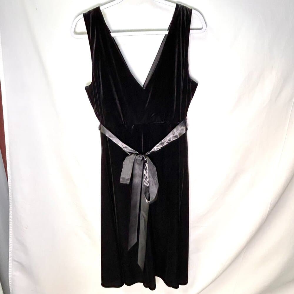 Scarlett Nite Woman Black Velvet Sleeveless Dress Size 18W - Thumbnail 4