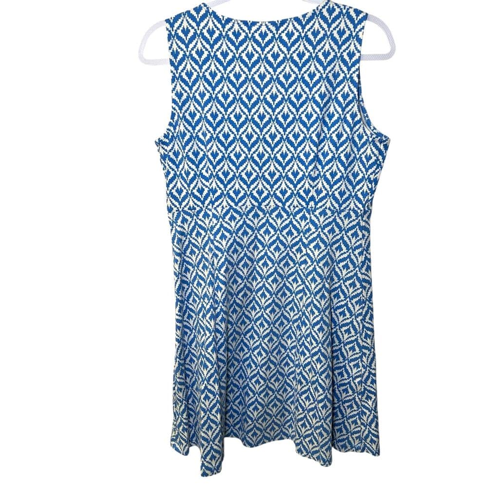 New York & Company blue & white V-neck sleeveless dress Large