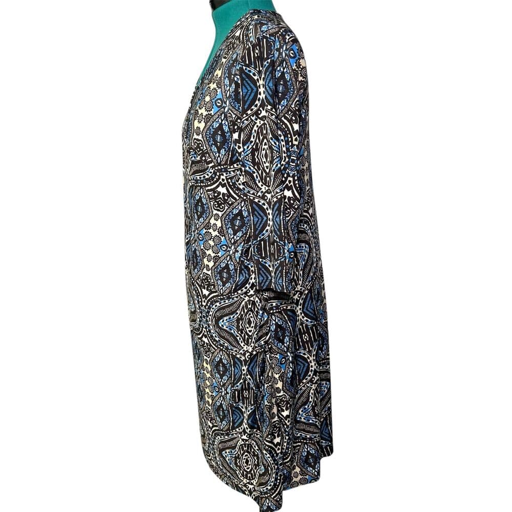 24seven Comfort Apparel blue patterned faux wrap dress 2X - Thumbnail 3