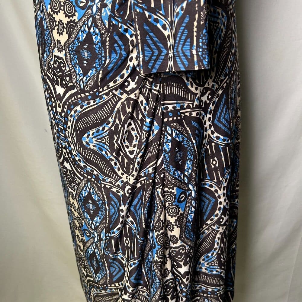 24seven Comfort Apparel blue patterned faux wrap dress 2X - Thumbnail 4