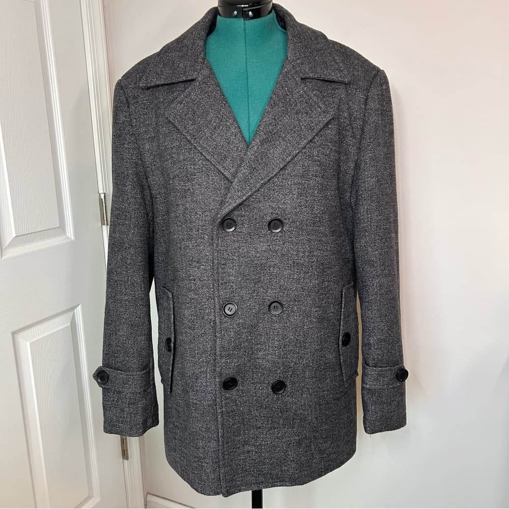Alliance Fashion Men’s Gray Double Breasted Fleece-Lined Peacoat Size L - Thumbnail 6