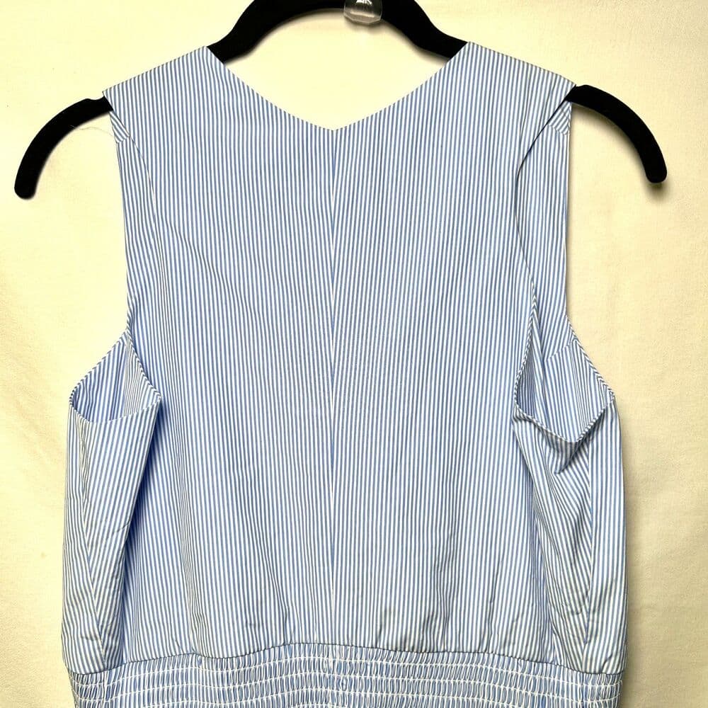 NWT Caara blue and white striped sleeveless midi dress 100% cotton small - Thumbnail 5