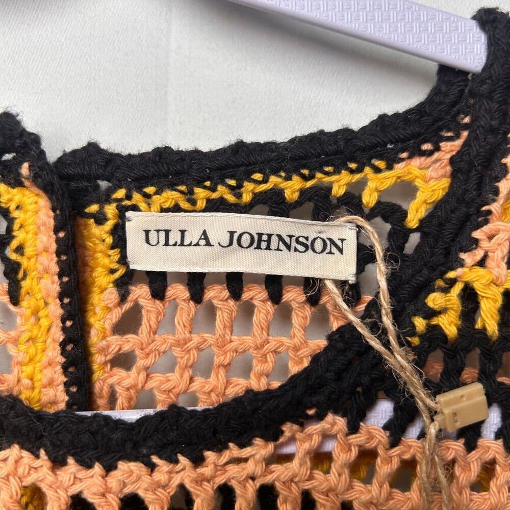 NWT Ulla Johnson Amata Crochet Open Knit Top in Sunflower Cottagecore Bohemian M - Thumbnail 2