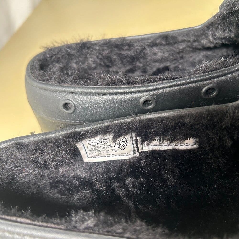 Men's Black Sperry Faux Fur Lined Top Siders Size 11 - Thumbnail 2