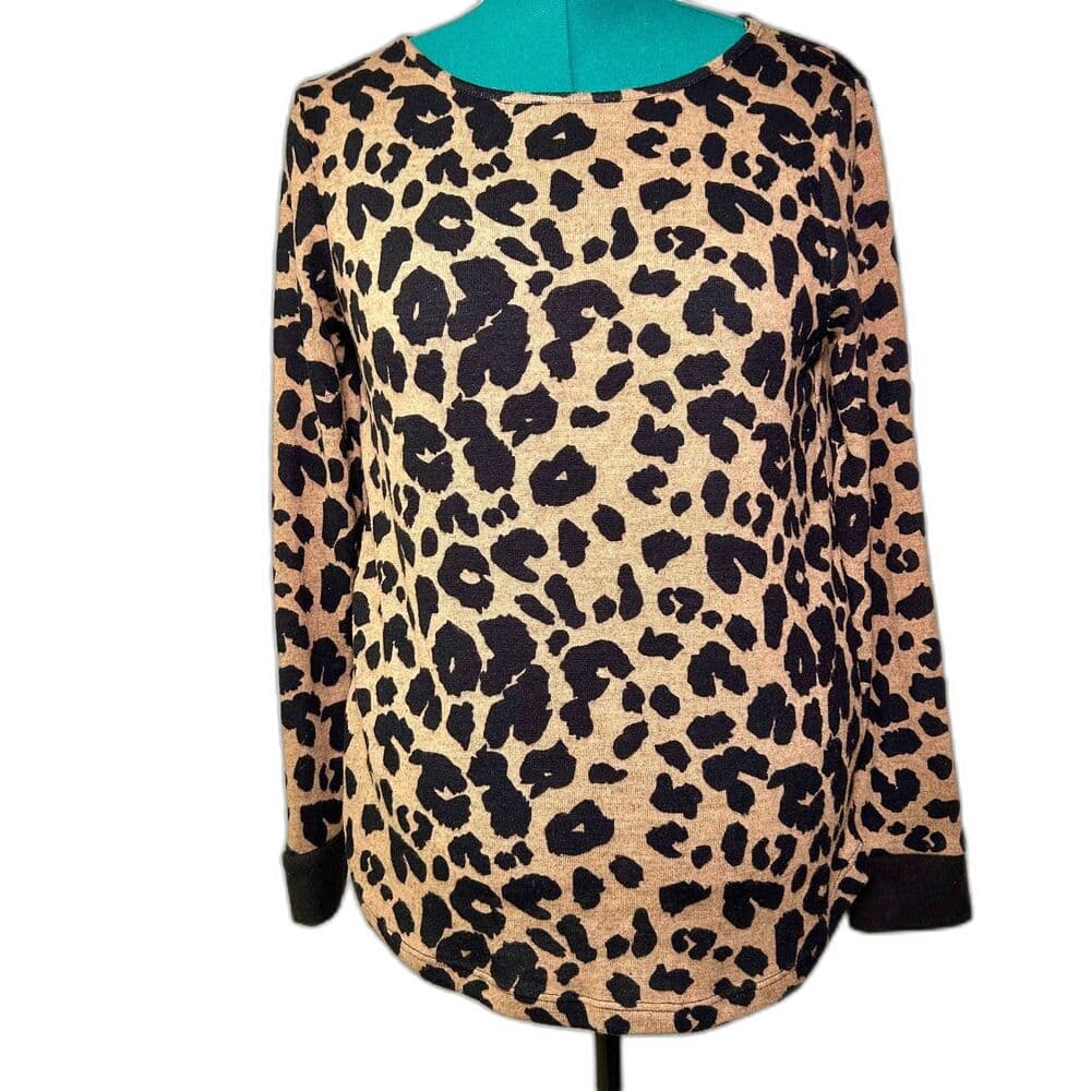 Pink Clover Leopard Print Long Sleeve Tunic Top w/ Elbow Patches Size M - Thumbnail 11