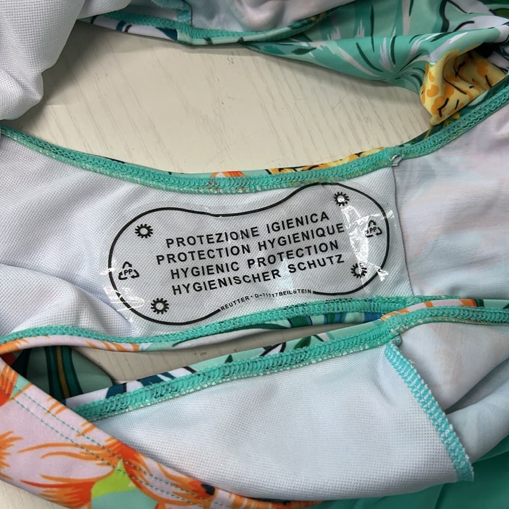 Mint Green Bikini Top and Floral High-Waisted Bottoms L - Thumbnail 5