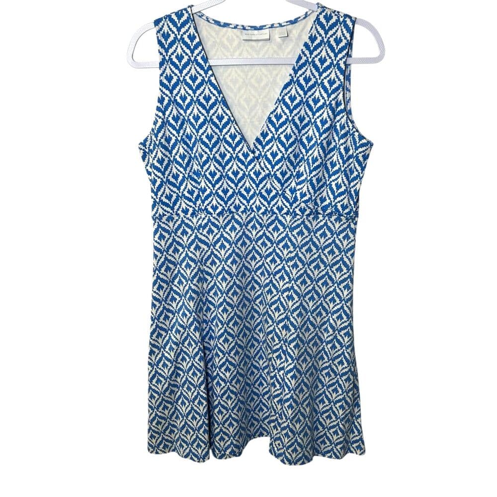 New York & Company blue & white V-neck sleeveless dress Large - Thumbnail 7