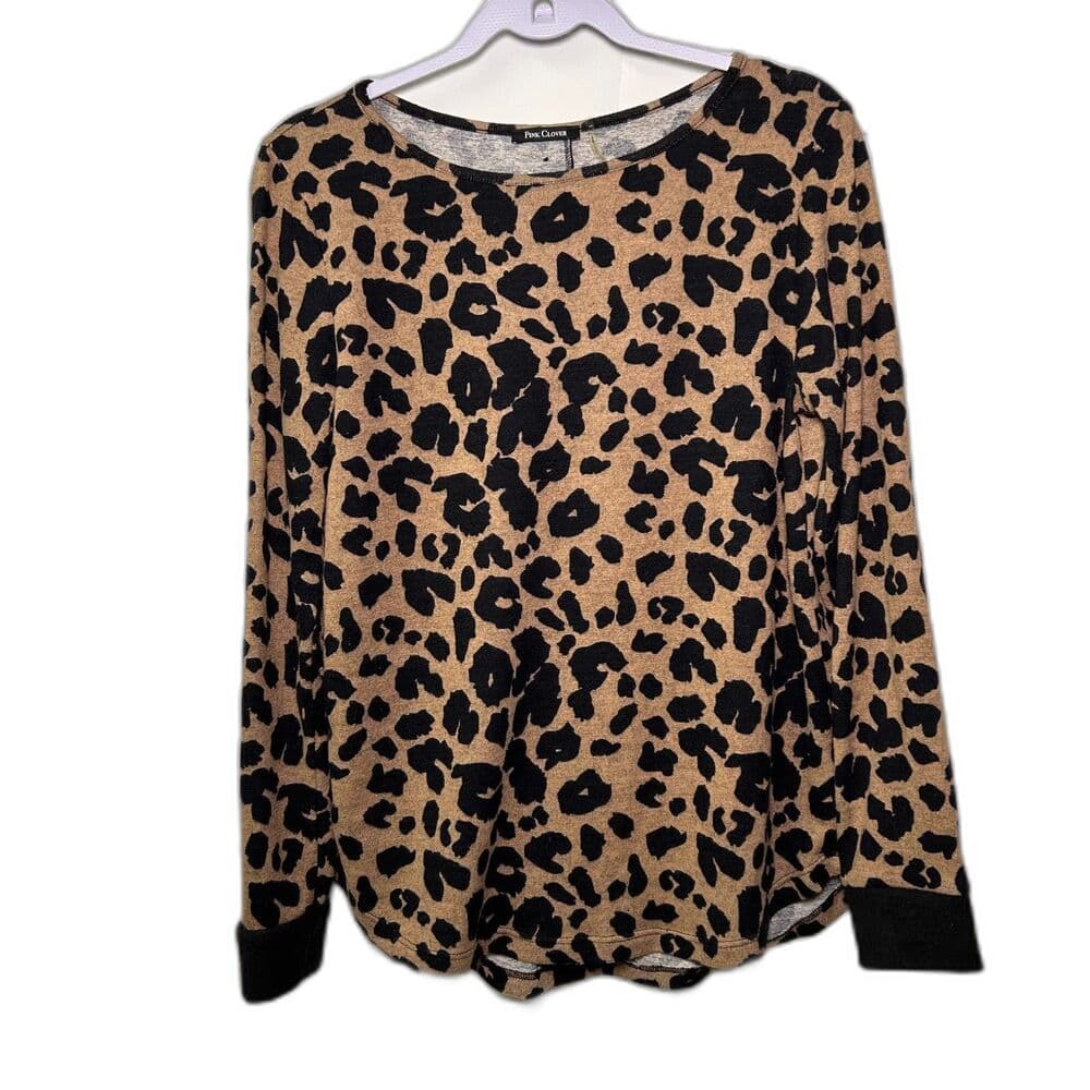 Pink Clover Leopard Print Long Sleeve Tunic Top w/ Elbow Patches Size M - Thumbnail 5