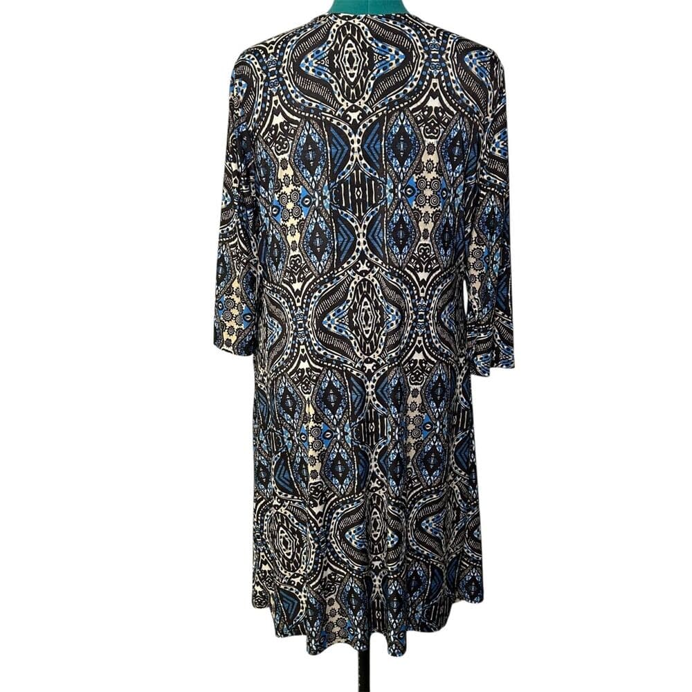 24seven Comfort Apparel blue patterned faux wrap dress 2X - Thumbnail 5