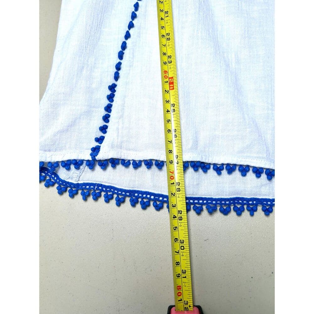 J. Crew 100% Cotton XXS Oversized Tunic Top w/ Blue Fringe - Thumbnail 8