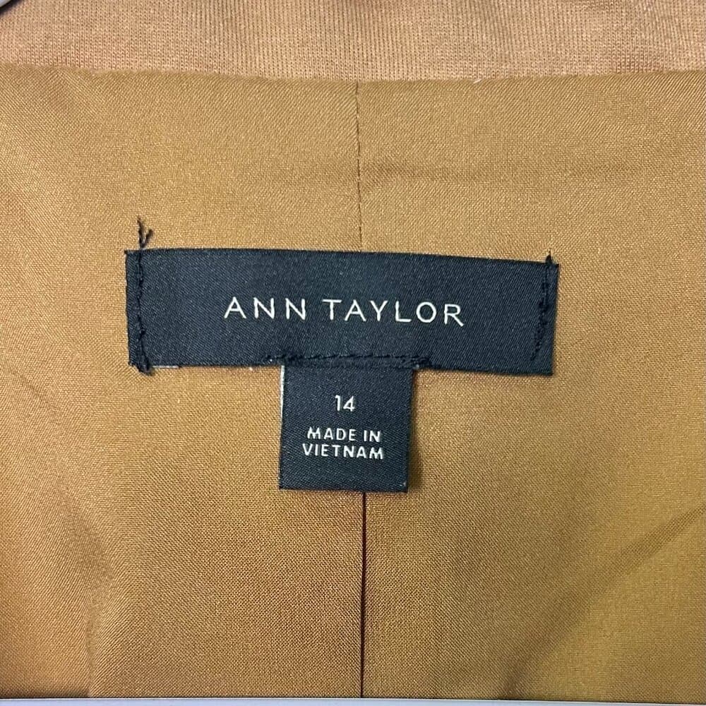 Ann Taylor Notched Camel-Color One Button Blazer Size 14