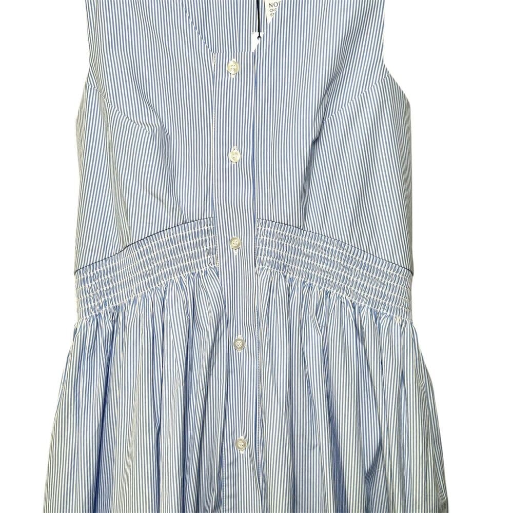NWT Caara blue and white striped sleeveless midi dress 100% cotton small - Thumbnail 2