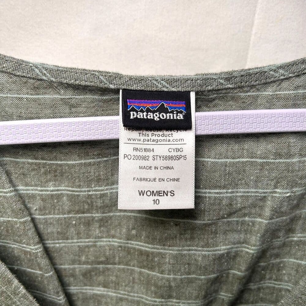Patagonia Island Hemp Basin Green Crossover Dress Size 10 - Thumbnail 3
