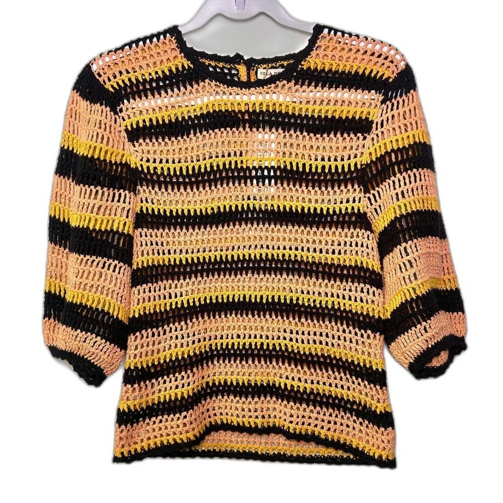 NWT Ulla Johnson Amata Crochet Open Knit Top in Sunflower Cottagecore Bohemian M