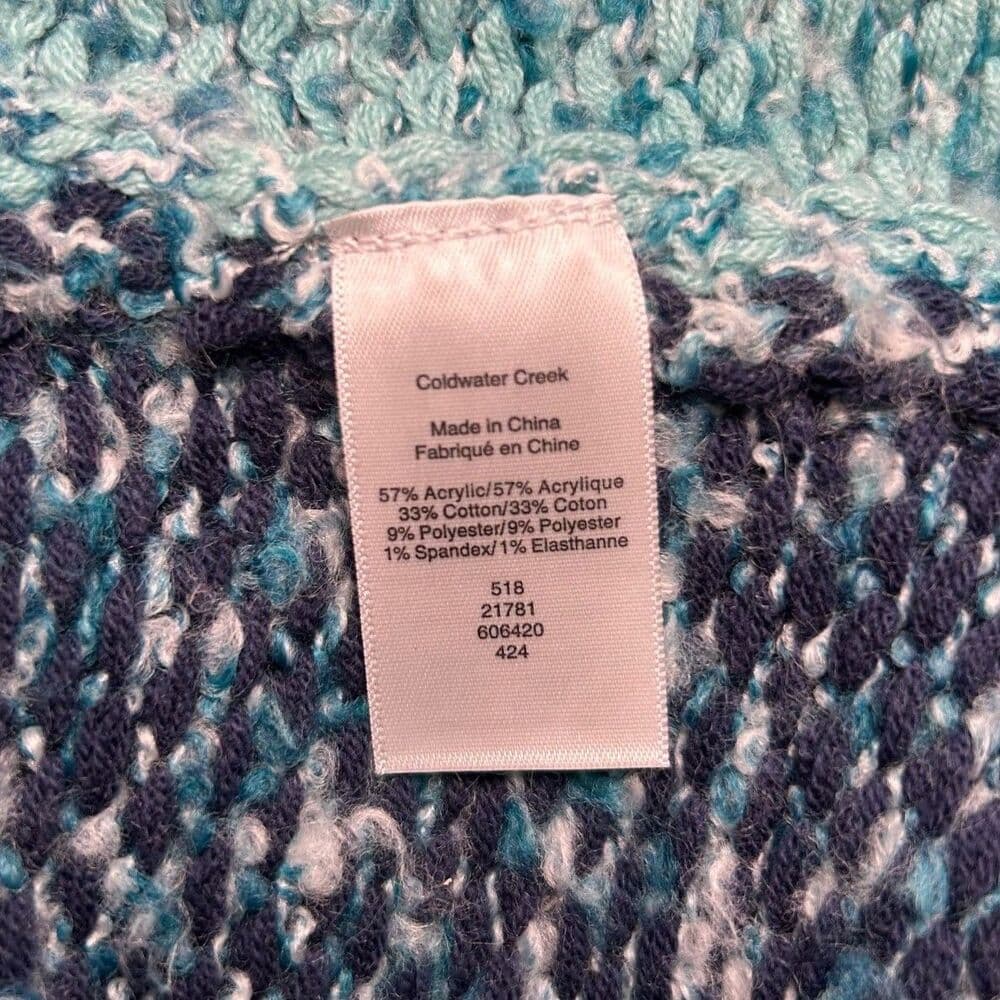 NEW Coldwater Creek Flint Creek Cardigan aqua sea multi-color patchwork knit 2X - Thumbnail 5