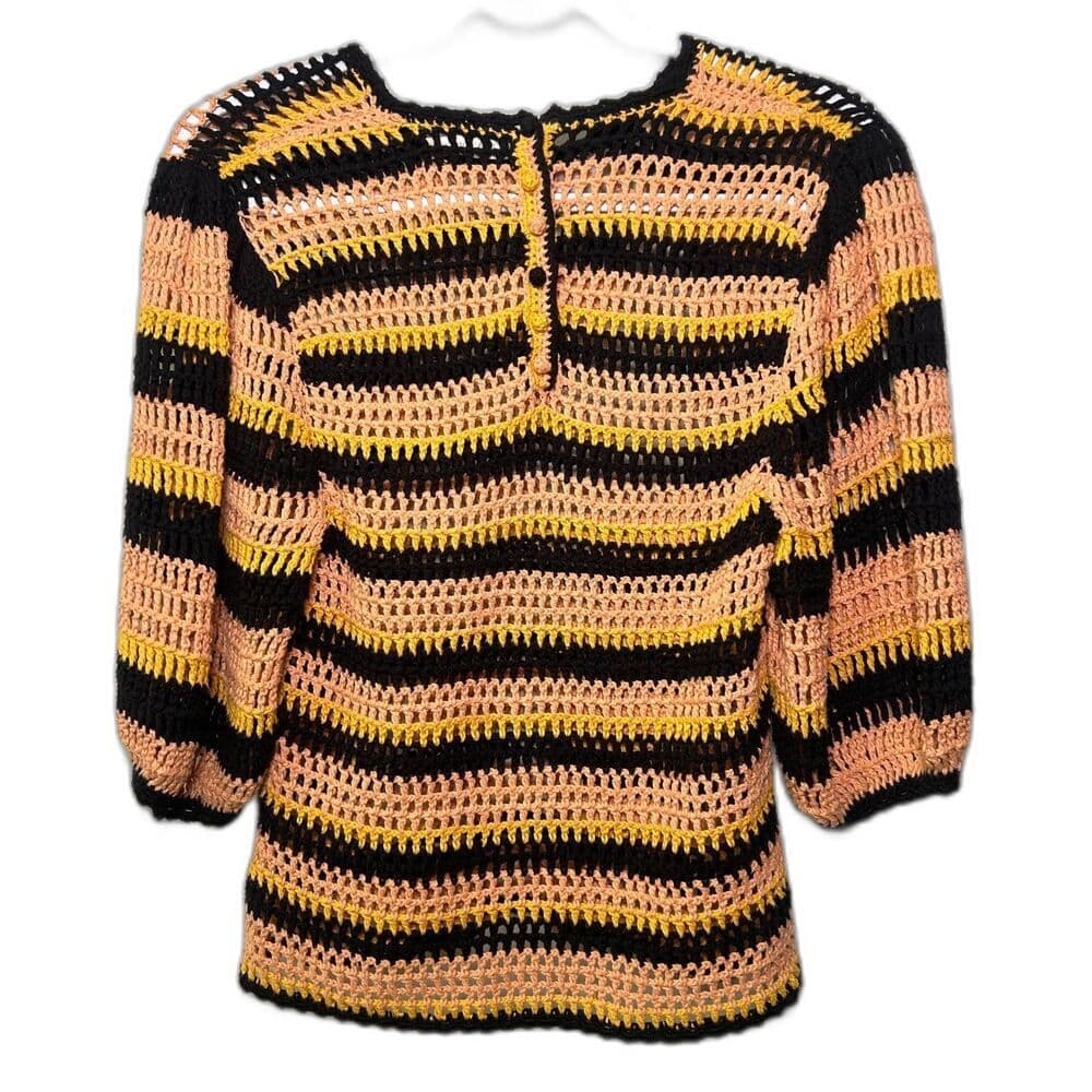 NWT Ulla Johnson Amata Crochet Open Knit Top in Sunflower Cottagecore Bohemian M - Thumbnail 3