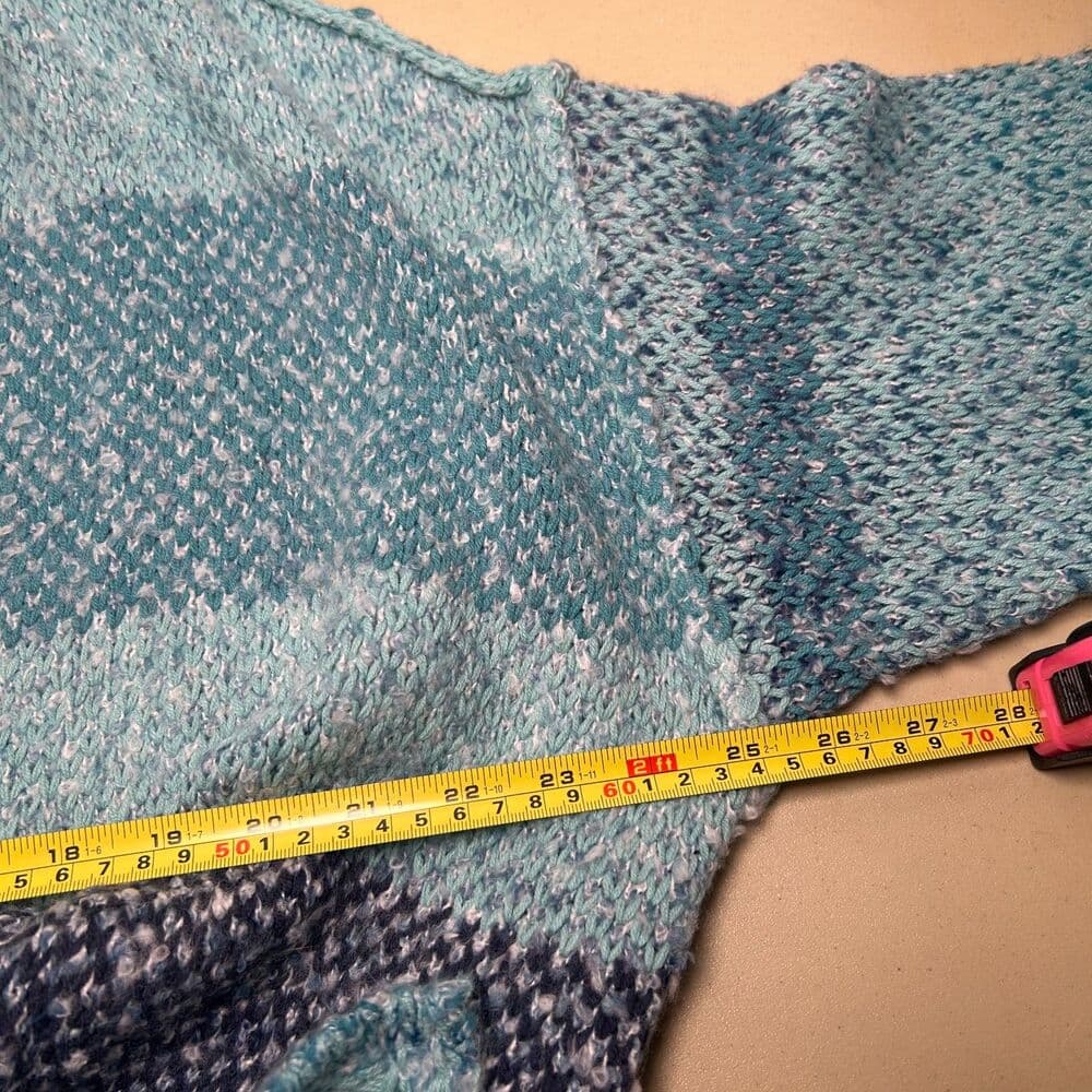 NEW Coldwater Creek Flint Creek Cardigan aqua sea multi-color patchwork knit 2X - Thumbnail 8