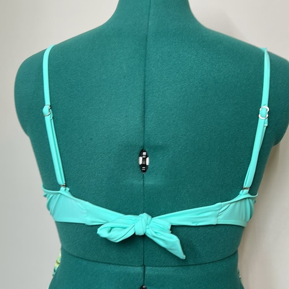 Mint Green Bikini Top and Floral High-Waisted Bottoms L - Thumbnail 2