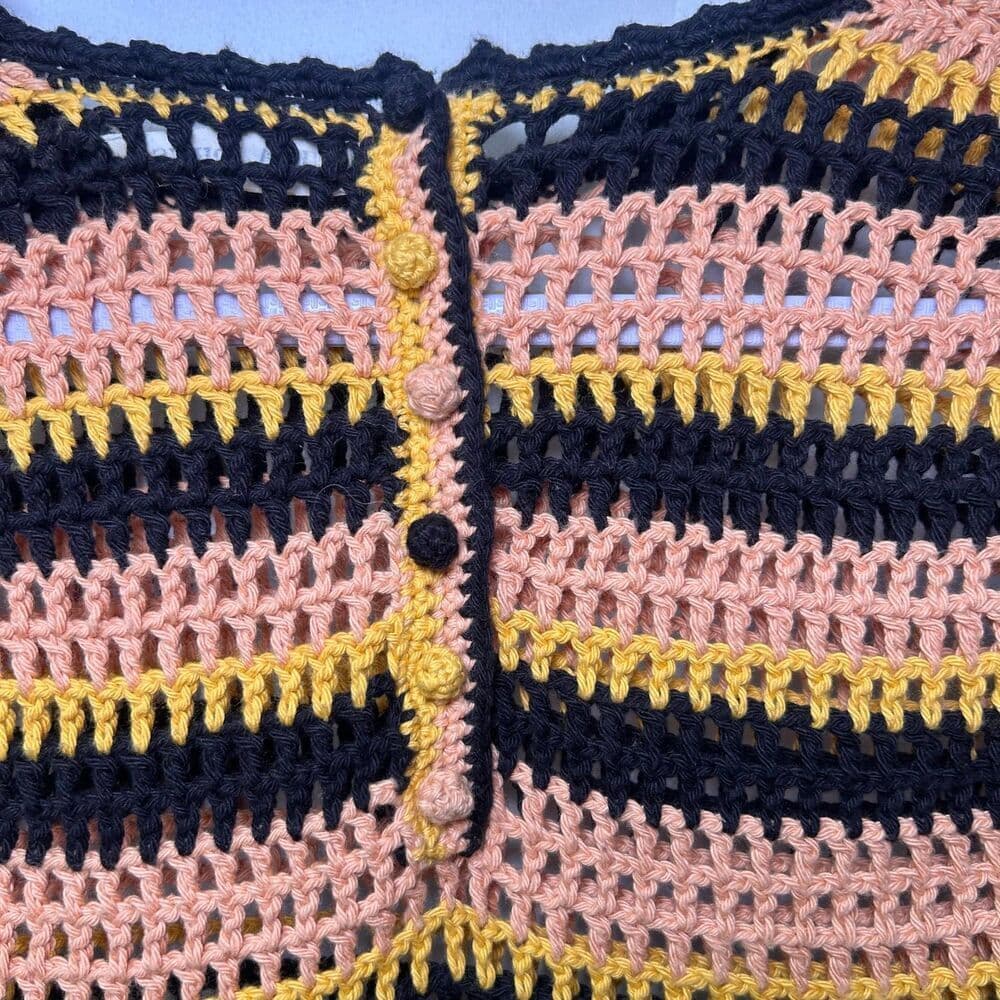NWT Ulla Johnson Amata Crochet Open Knit Top in Sunflower Cottagecore Bohemian M - Thumbnail 5