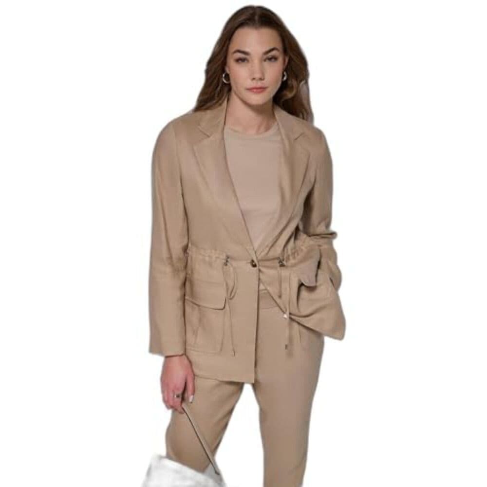 Calvin Klein Linen Blend Utility Jacket & Stretch Waist Pants Size L Safari - Thumbnail 11