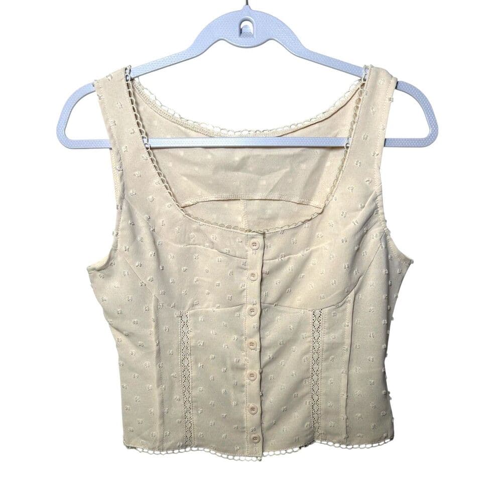Dazy embroidered button-front corset-style cropped bustier tank M - Thumbnail 6