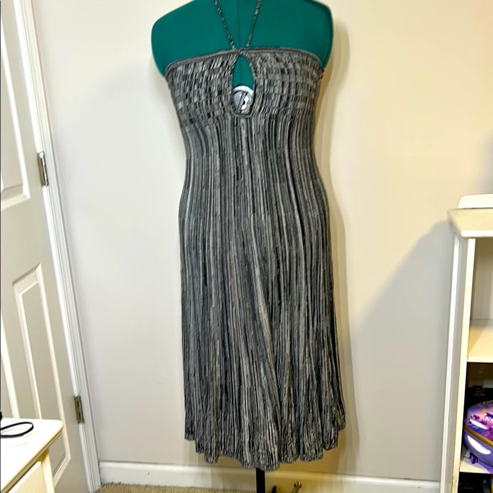 Free People Gray Maxi Halter Dress w/ Keyhole Size S - Thumbnail 9