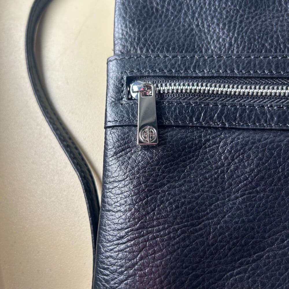 Giani Bernini Black Triple-Zip Pebble Leather Dasher Crossbody bag - Thumbnail 2