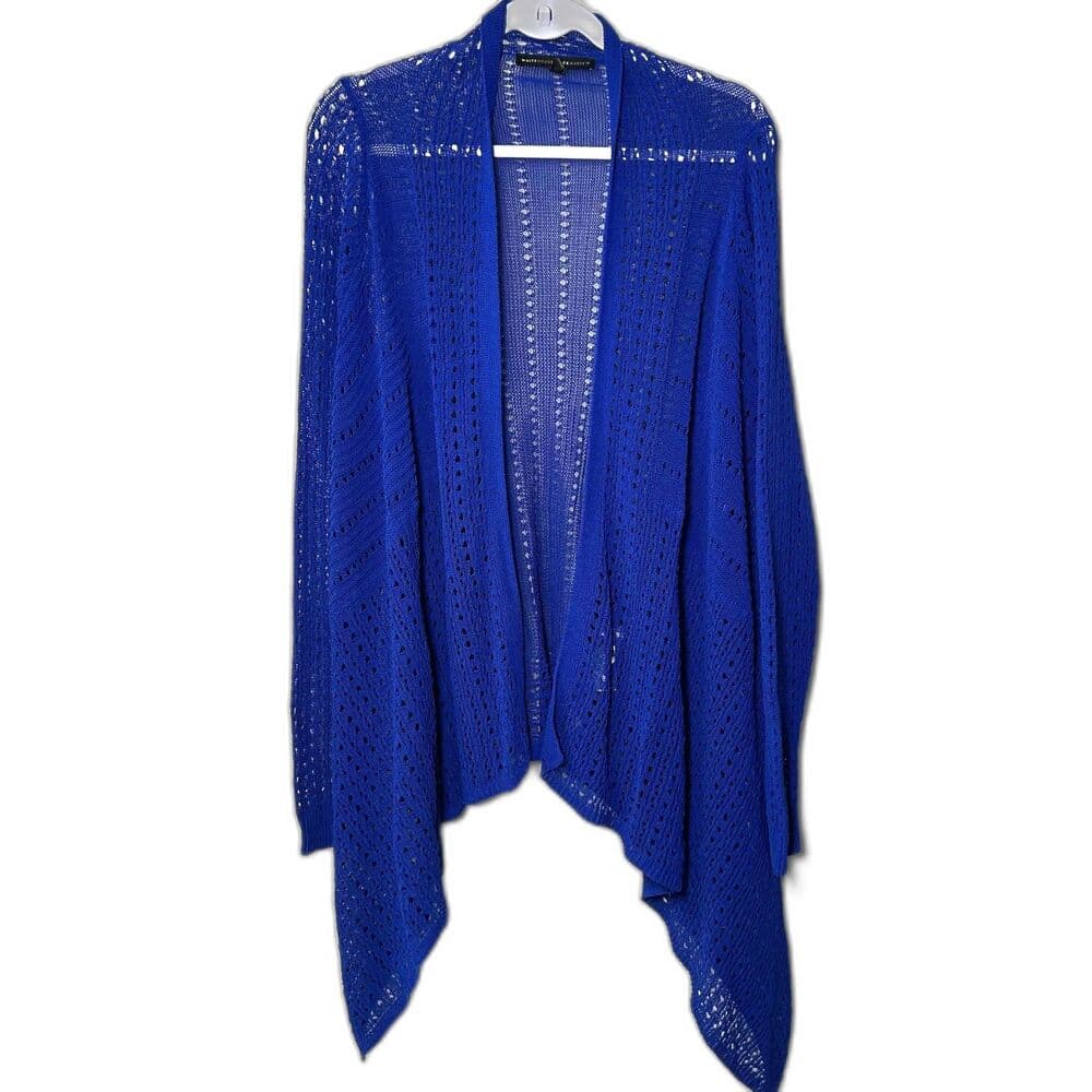 White House Black Market Blue Open-Front Waterfall Cardigan XL - Thumbnail 6