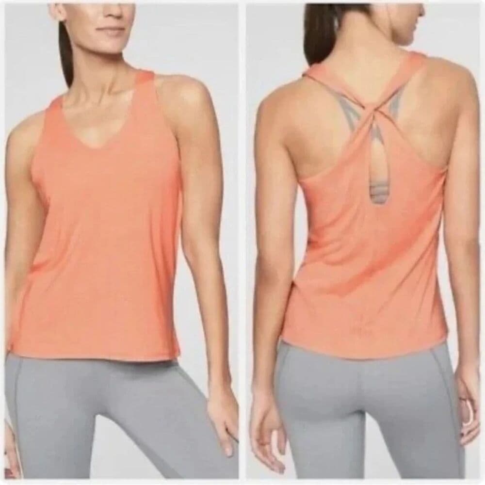 Athleta Essence Cross Back Peach Tank Top Large - Thumbnail 10
