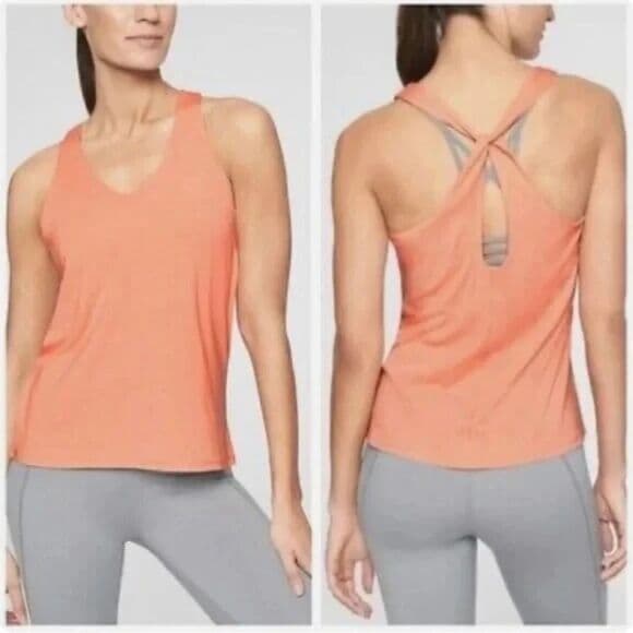 Athleta Essence Cross Back Peach Tank Top Large - Thumbnail 11