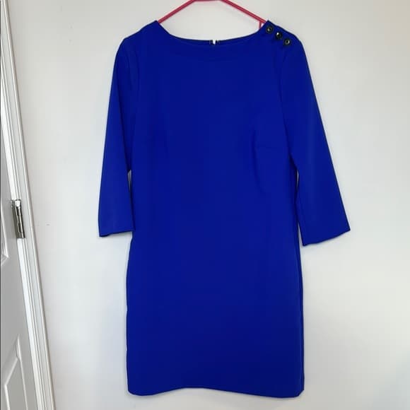 Banana Republic Blue Button Shoulder Dress 3/4 Sleeve Size 4 - Thumbnail 8