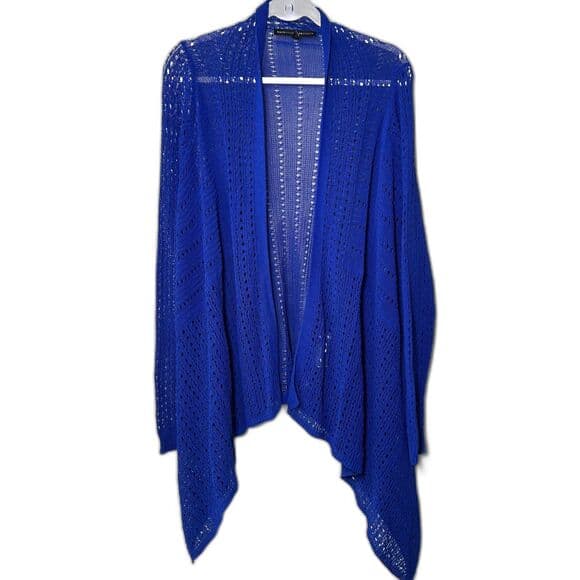 White House Black Market Blue Open-Front Waterfall Cardigan XL - Thumbnail 7
