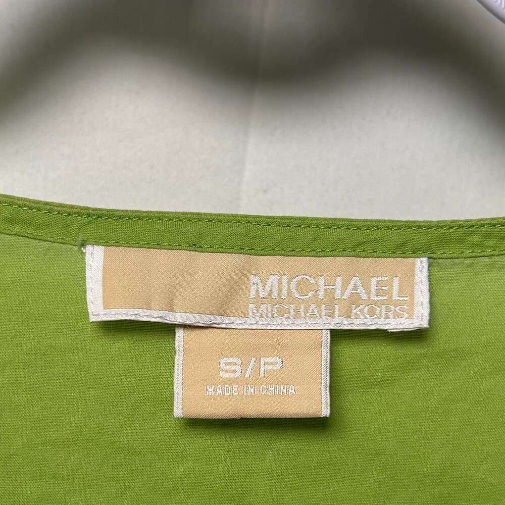 Michael Kors green embroidered 3/4 sleeve Y2K Boho tunic top Size Small - Thumbnail 2