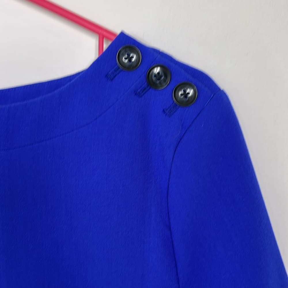 Banana Republic Blue Button Shoulder Dress 3/4 Sleeve Size 4