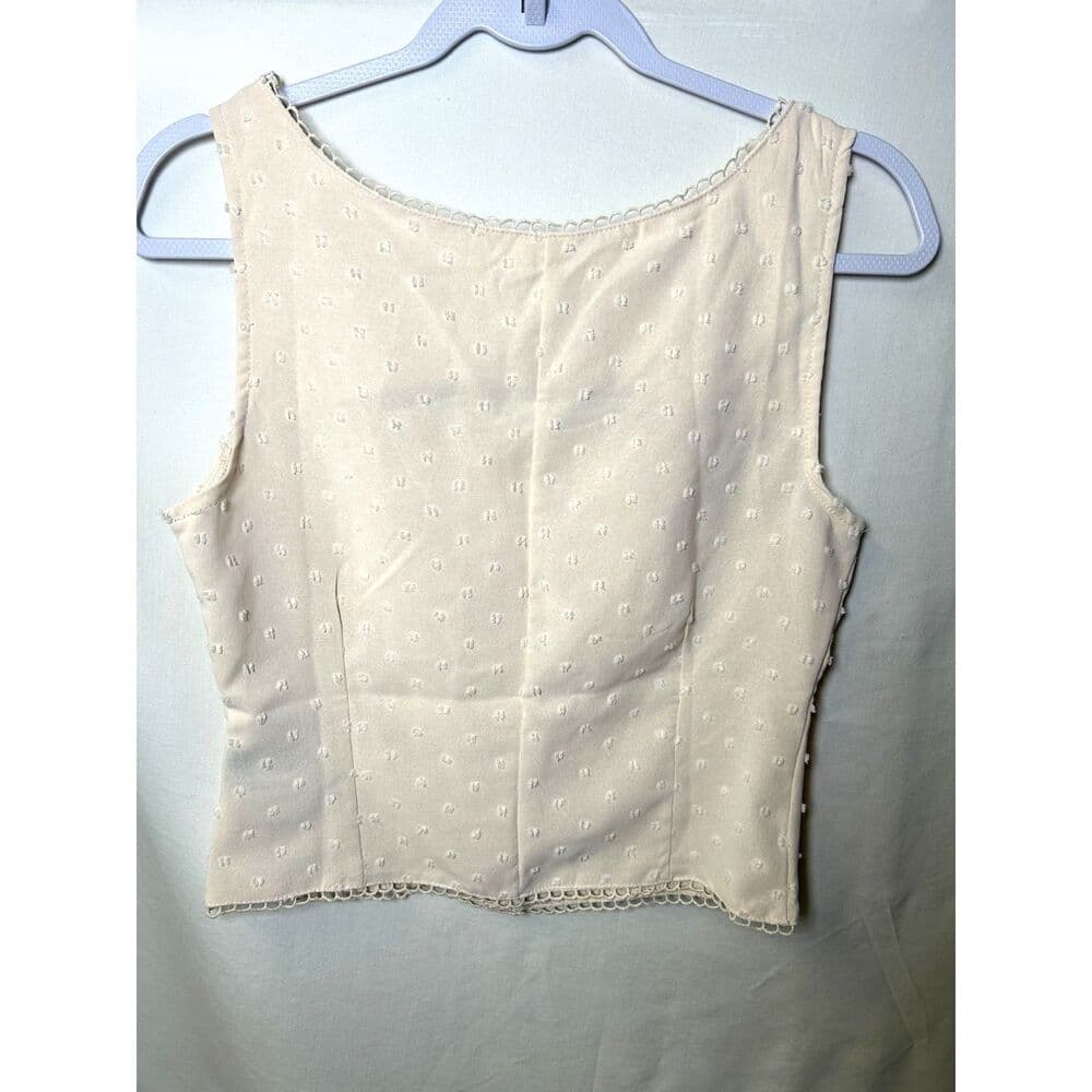 Dazy embroidered button-front corset-style cropped bustier tank M