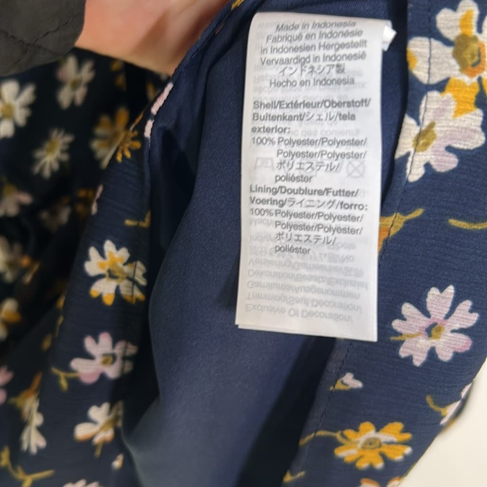 Madewell Blue Velvet-Trimmed Square-Neck Floral Cottagecore Top XS - Thumbnail 8