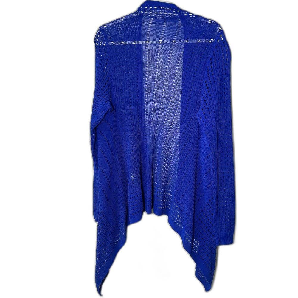 White House Black Market Blue Open-Front Waterfall Cardigan XL - Thumbnail 2