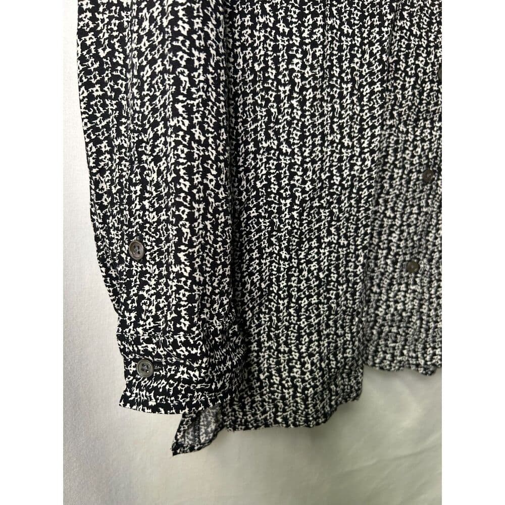 J. Jill black and white patterned button-up long-sleeve blouse Small - Thumbnail 4
