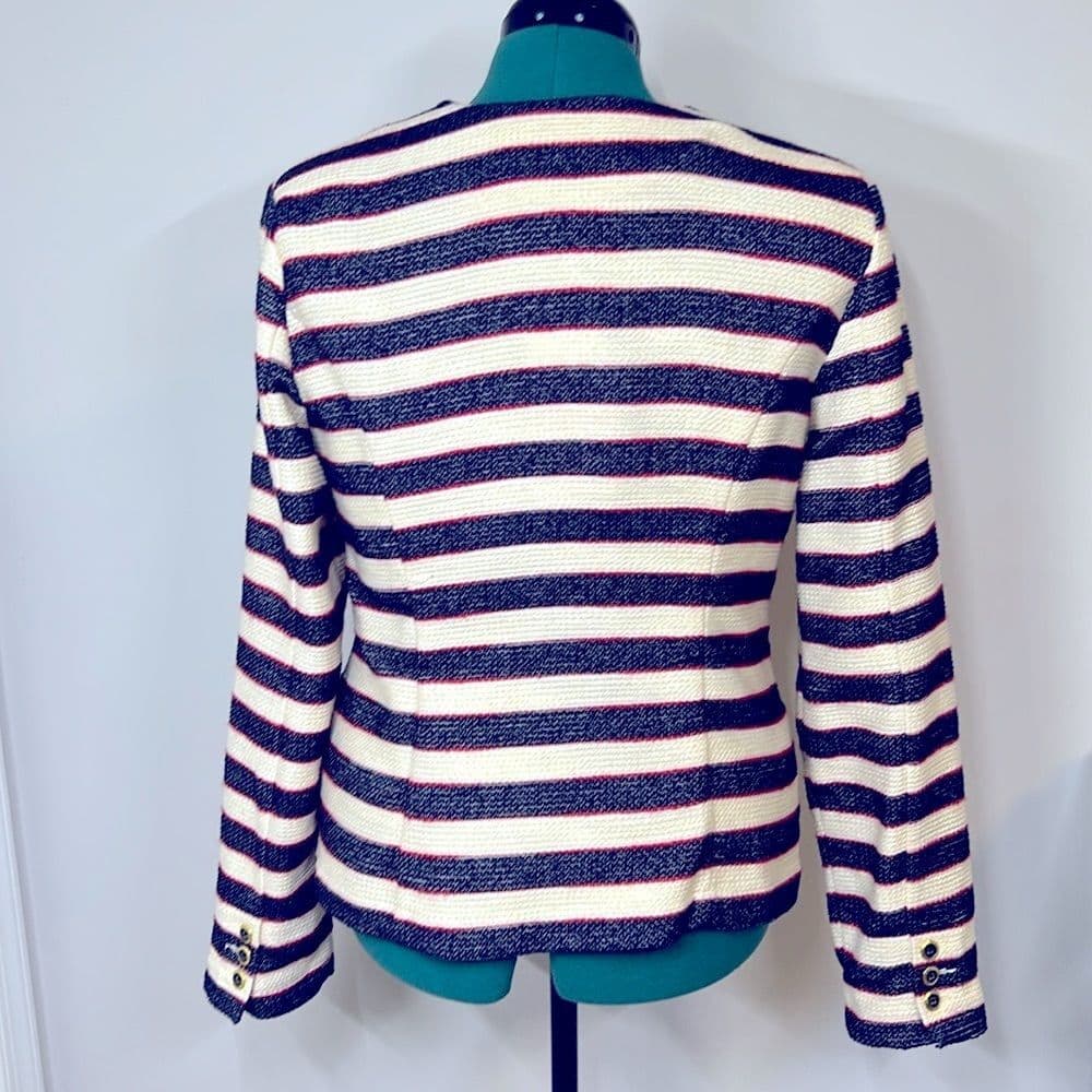 NWT CAbi Red White Blue Striped Double-Breasted Women's Jacket size 10 - Thumbnail 2