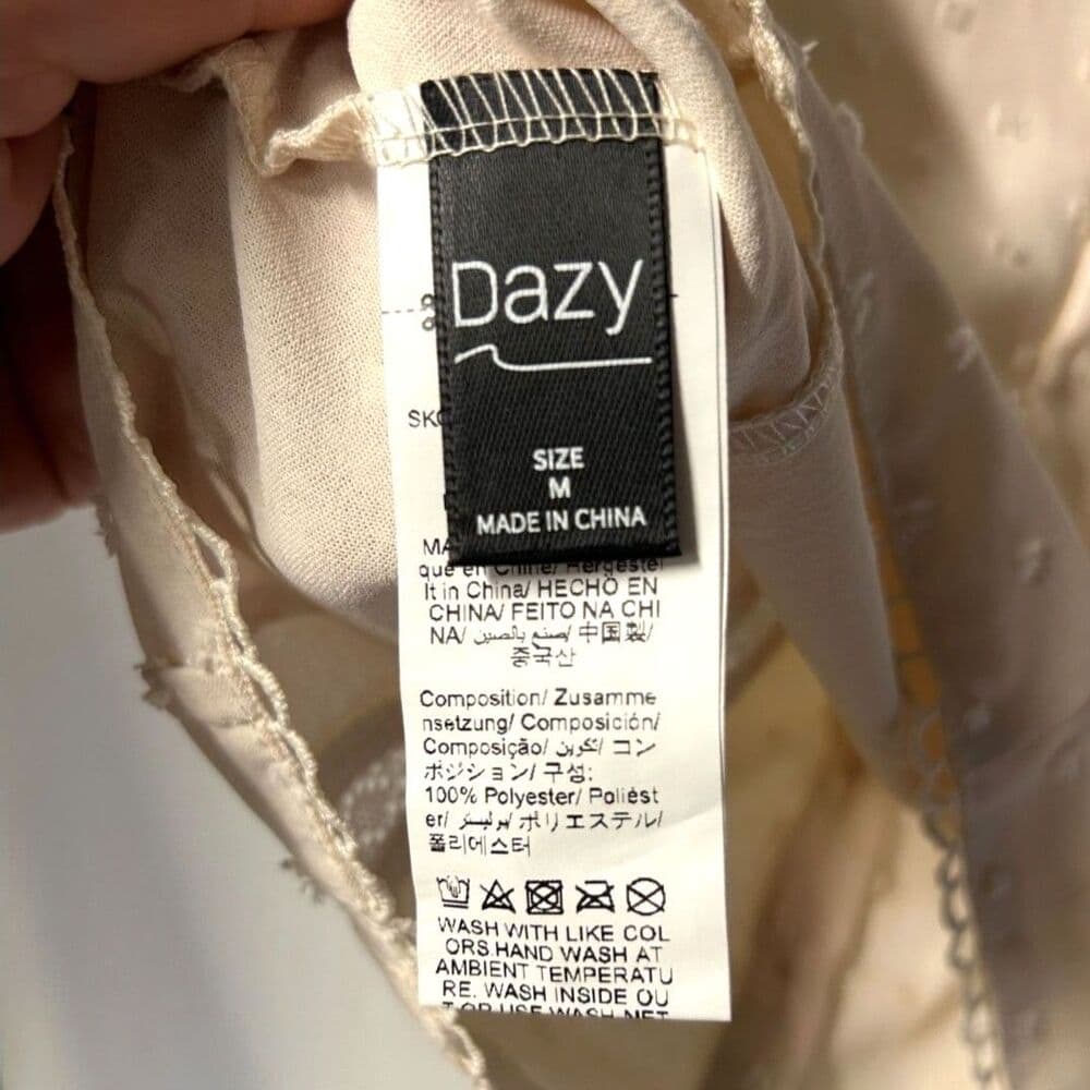 Dazy embroidered button-front corset-style cropped bustier tank M - Thumbnail 2
